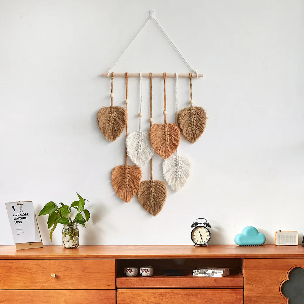Cotton Rope Tree Leaf Tapestry